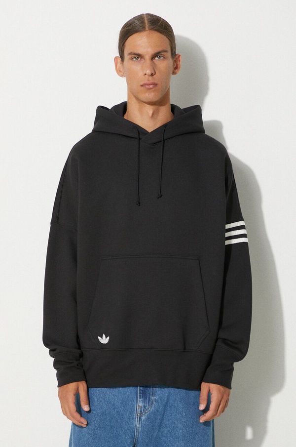 adidas Originals Dukserica adidas Originals Neuclassics C Hoodie za muškarce, boja: crna, s kapuljačom, s aplikacijom, IW0975
