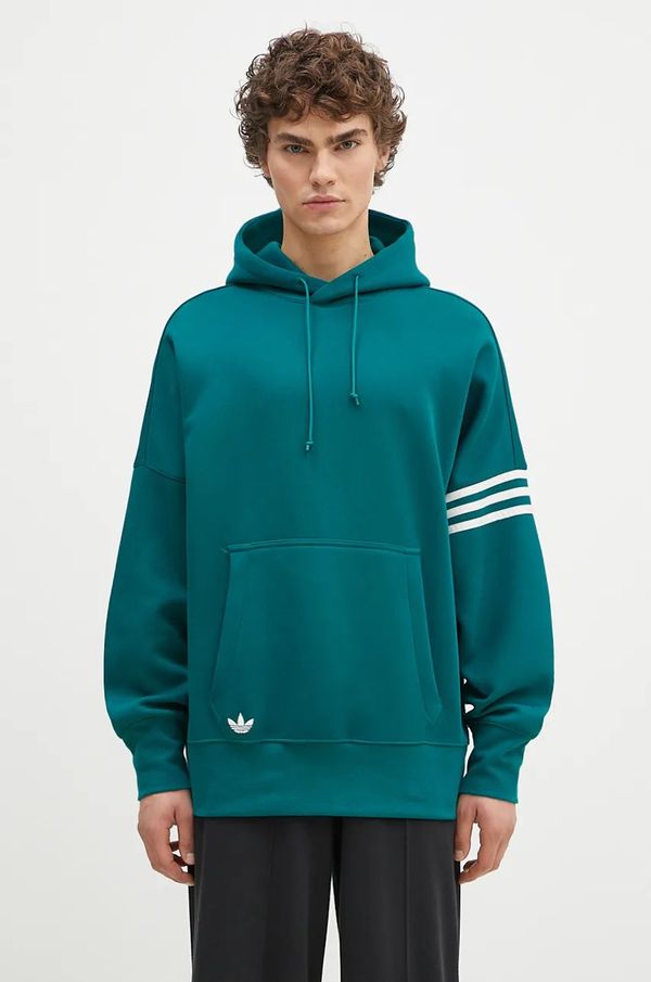 adidas Originals Dukserica adidas Originals Neuclassics C Hoodie za muškarce, boja: zelena, s kapuljačom, s aplikacijom, JF9140