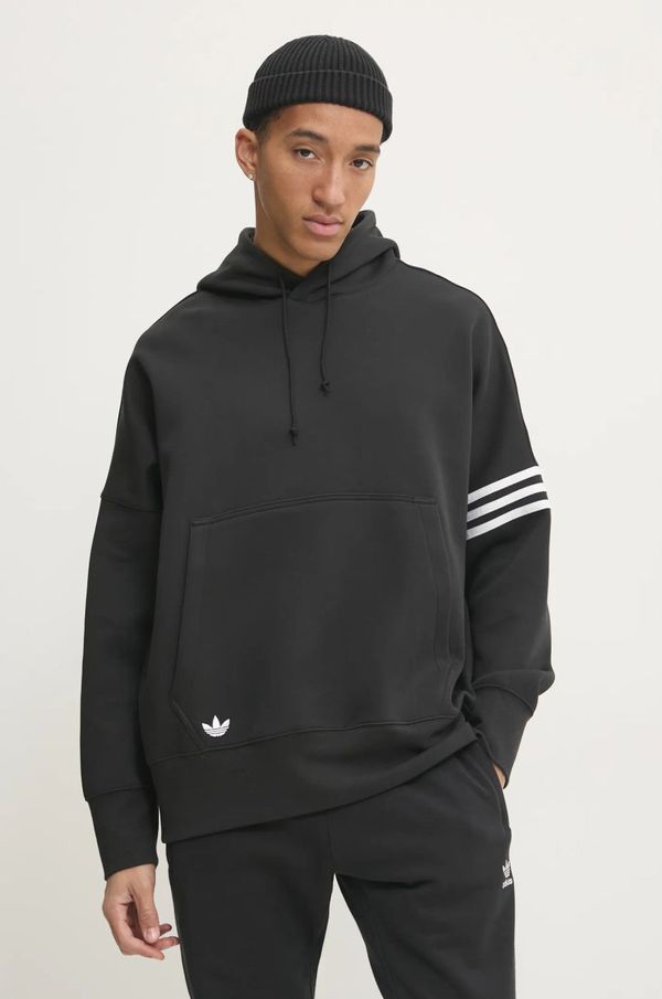 adidas Originals Dukserica adidas Originals Neuclassics za muškarce, boja: crna, s kapuljačom, s aplikacijom, JC9937