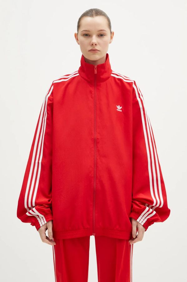 adidas Originals Dukserica adidas Originals Oversized Tracktop za žene, boja: crvena, s aplikacijom, JD3393