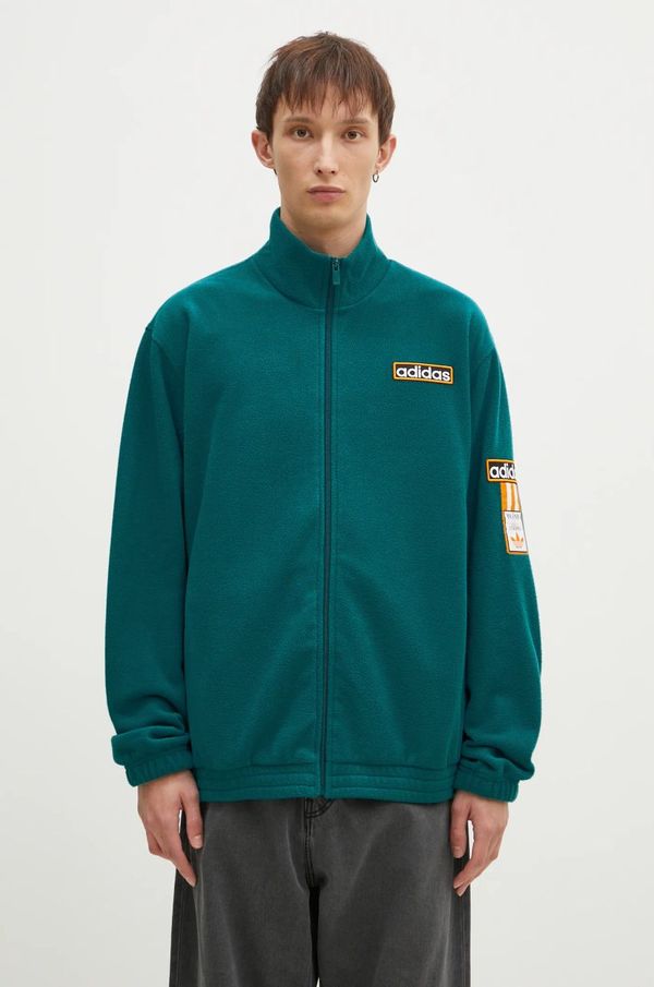 adidas Originals Dukserica adidas Originals Polarfleece Adibreak Tracktop za muškarce, boja: zelena, s aplikacijom, IW5815