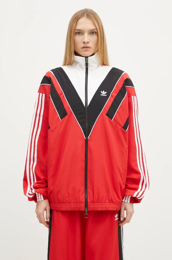 adidas Originals Dukserica adidas Originals Rasant Tracktop za žene, boja: crvena, s uzorkom, JW9741