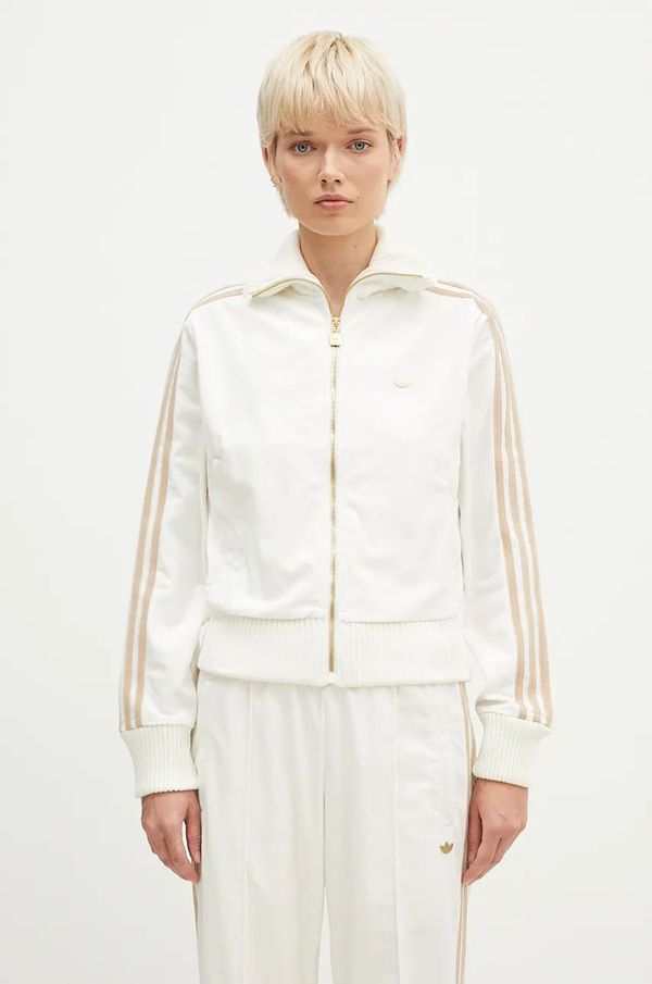 adidas Originals Dukserica adidas Originals Velvet Tracktop za žene, boja: bež, s aplikacijom, IX1057