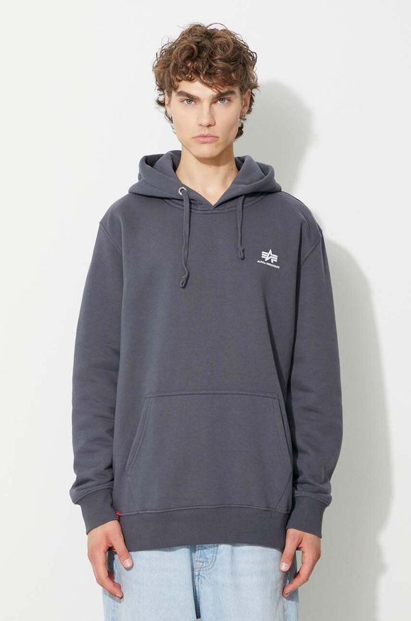 Alpha Industries Dukserica Alpha Industries Basic Hoody Small Logo za muškarce, boja: siva, s kapuljačom, s tiskom, 196318.136-grey 196318.136