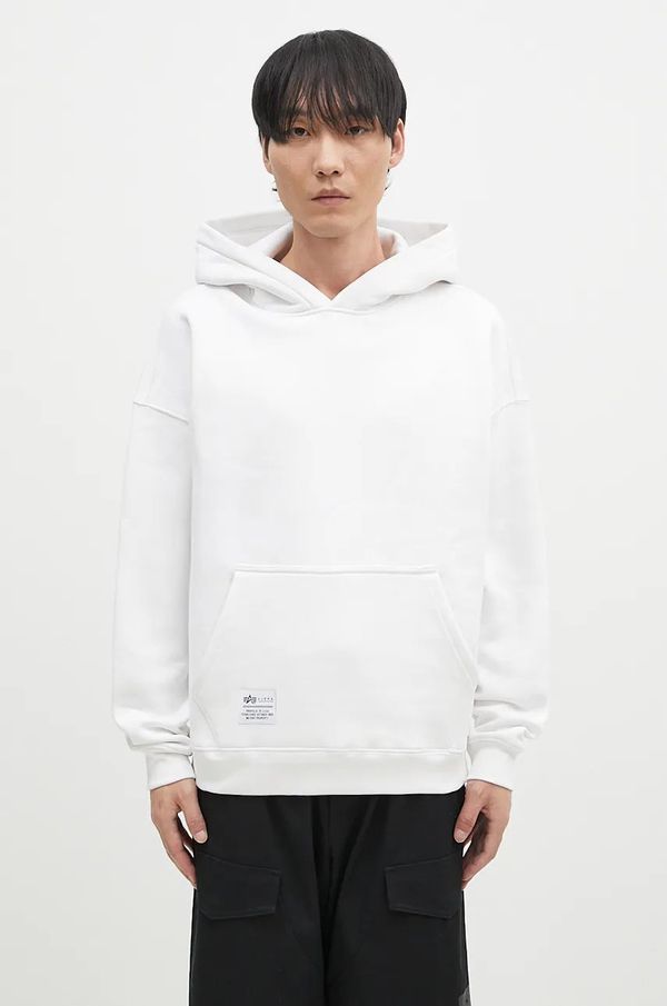 Alpha Industries Dukserica Alpha Industries Logo BP Hoody za muškarce, boja: bijela, s kapuljačom, s tiskom, 146336