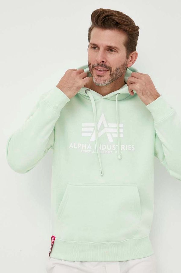 Alpha Industries Dukserica Alpha Industries za muškarce, boja: zelena, s tiskom, 178312.43-Mint