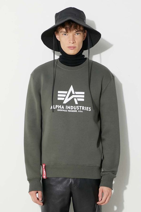 Alpha Industries Dukserica Alpha Industries za muškarce, boja: zelena, s tiskom