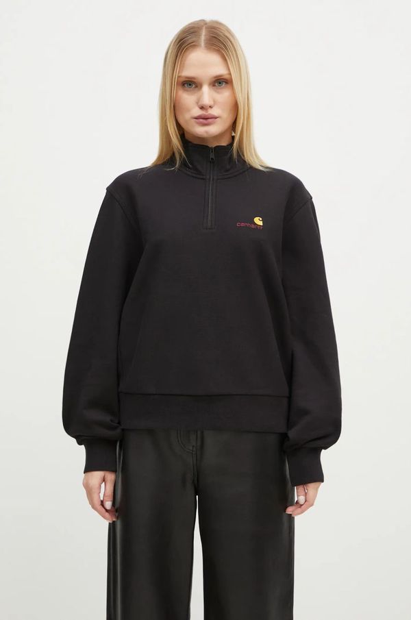 Carhartt WIP Dukserica Carhartt WIP American Scr. High Neck Swt za žene, boja: crna, bez uzorka, I033827.89XX