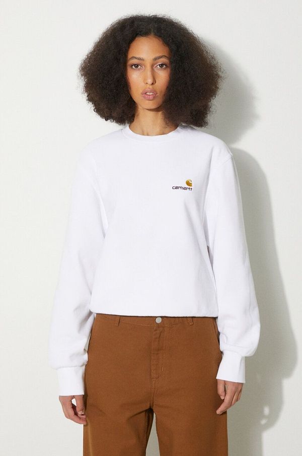 Carhartt WIP Dukserica Carhartt WIP American Script Sweat za žene, boja: bijela, bez uzorka, I033649.02XX