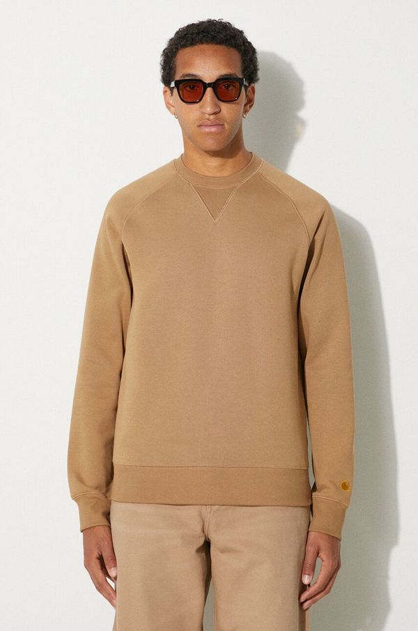 Carhartt WIP Dukserica Carhartt WIP Chase Sweat za muškarce, boja: bež, bez uzorka, I033660.2GQXX