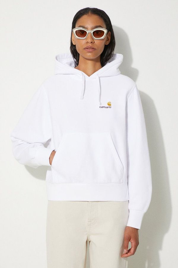 Carhartt WIP Dukserica Carhartt WIP HD American Script Sweat za žene, boja: bijela, s kapuljačom, s aplikacijom, I033650.02XX