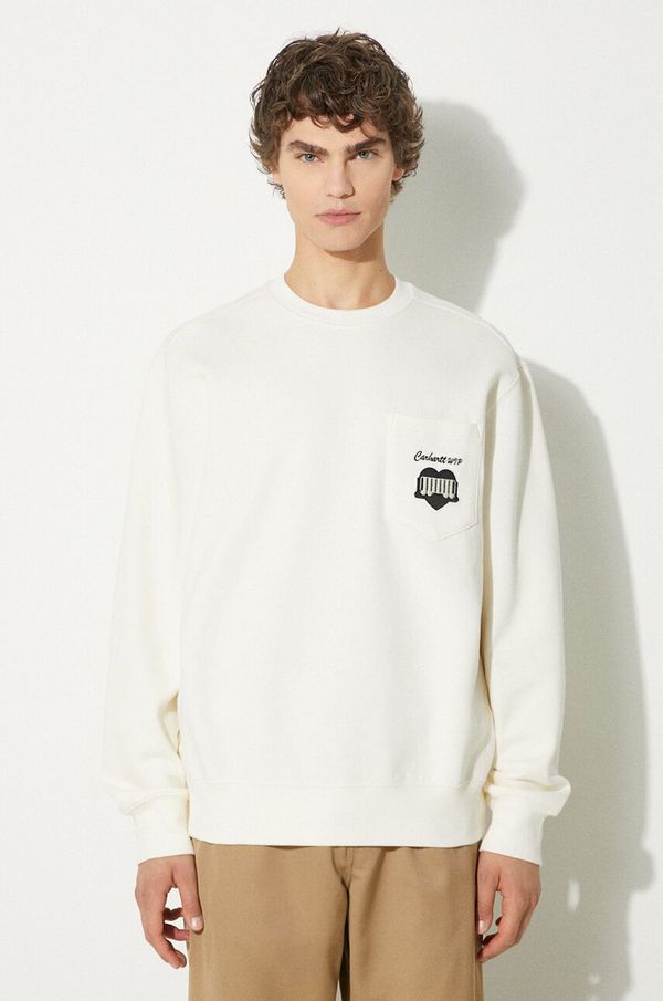Carhartt WIP Dukserica Carhartt WIP Heart Train Pocket Sweat za muškarce, boja: bež, bez uzorka, I033932.D6XX