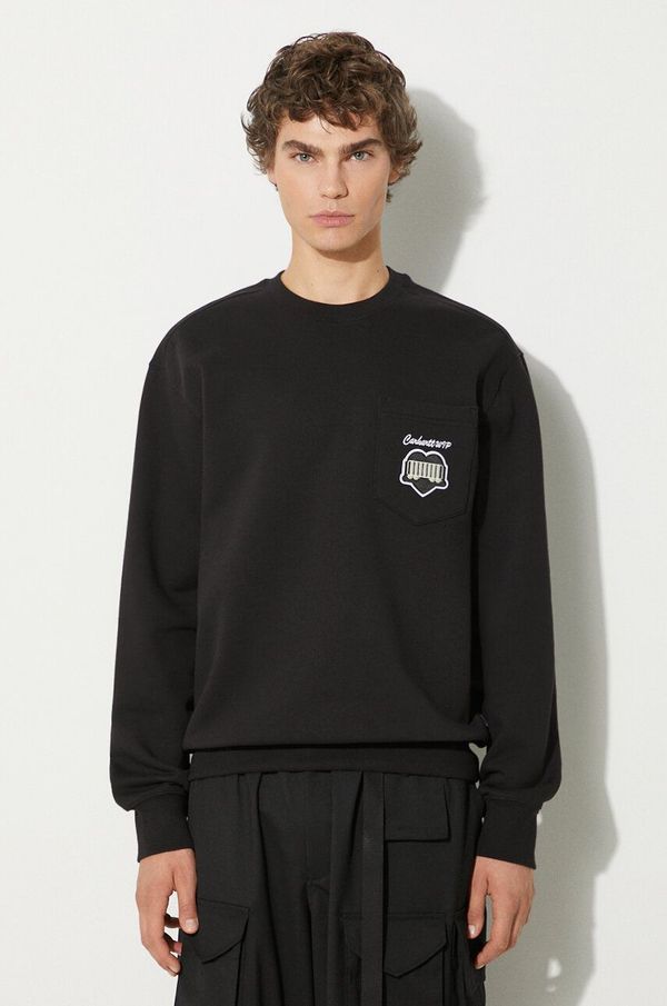 Carhartt WIP Dukserica Carhartt WIP Heart Train Pocket Sweat za muškarce, boja: crna, s aplikacijom, I033932.89XX
