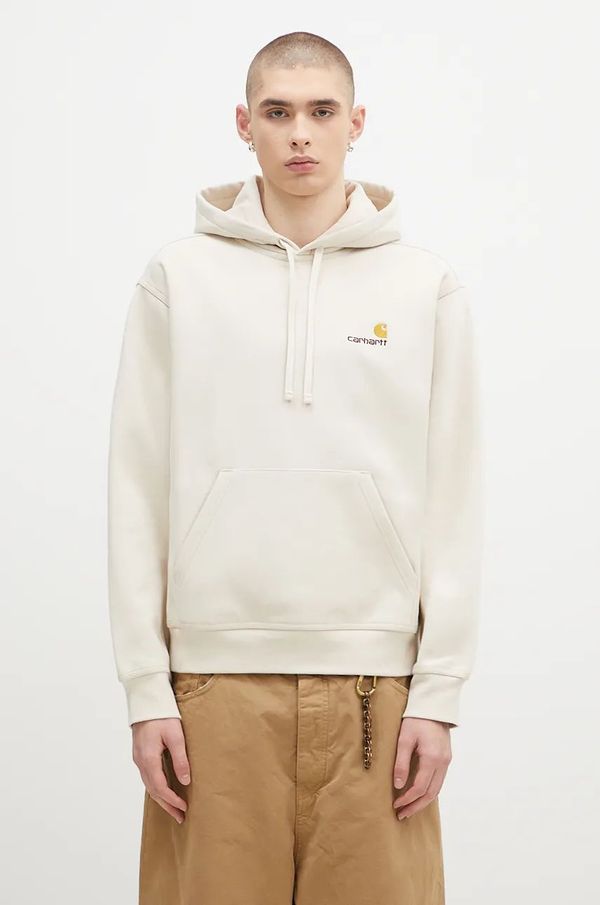 Carhartt WIP Dukserica Carhartt WIP Hooded American Script Sweat za muškarce, boja: bež, s kapuljačom, s aplikacijom, I028279.MOOXX