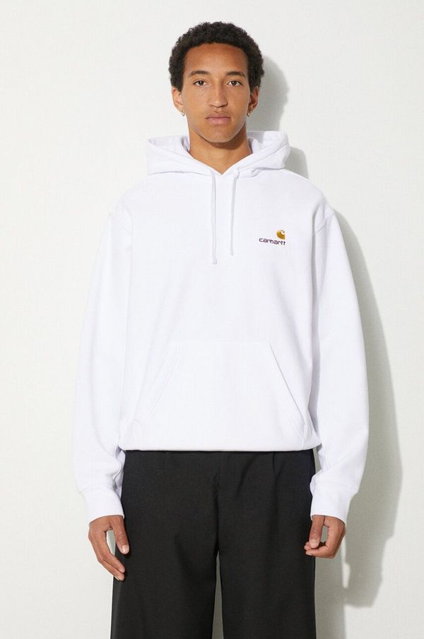 Carhartt WIP Dukserica Carhartt WIP Hooded American Script za muškarce, boja: bijela, s kapuljačom, s aplikacijom, I028279.02XX