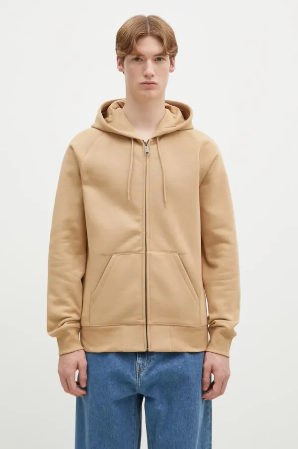 Carhartt WIP Dukserica Carhartt WIP Hooded Chase Jacket za muškarce, boja: bež, s kapuljačom, bez uzorka, I033664.2N1XX