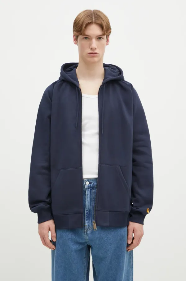Carhartt WIP Dukserica Carhartt WIP Hooded Chase Jacket za muškarce, boja: tamno plava, s kapuljačom, bez uzorka, I033664.2MZXX