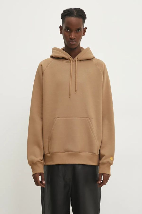 Carhartt WIP Dukserica Carhartt WIP Hooded Chase Sweat za muškarce, boja: bež, s kapuljačom, bez uzorka, I033661.2GQXX