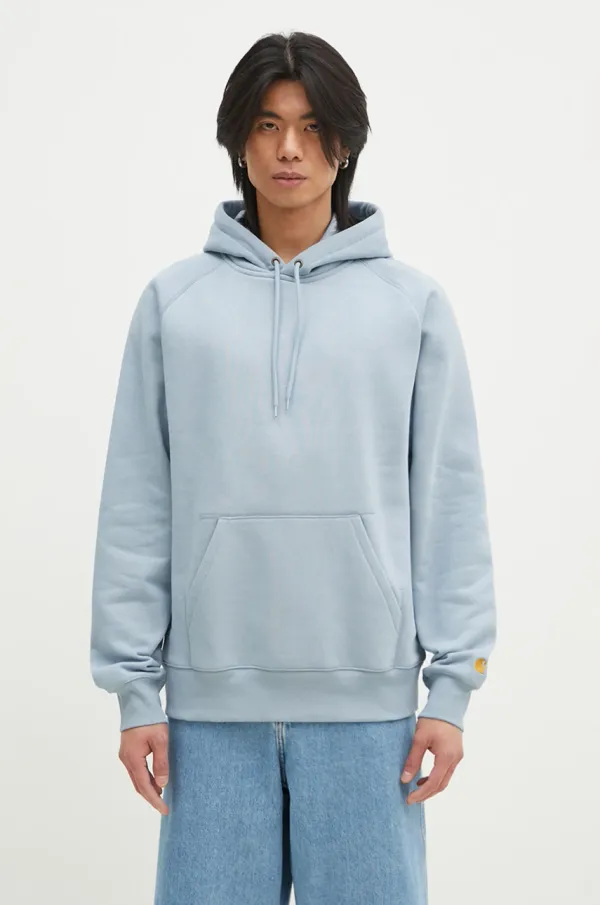 Carhartt WIP Dukserica Carhartt WIP Hooded Chase Sweat za muškarce, boja: tirkizna, s kapuljačom, bez uzorka, I033661.2MYXX