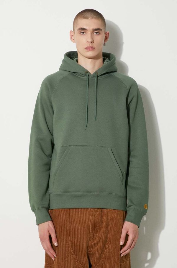Carhartt WIP Dukserica Carhartt WIP Hooded Chase Sweat za muškarce, boja: zelena, s kapuljačom, bez uzorka, I033661.29YXX