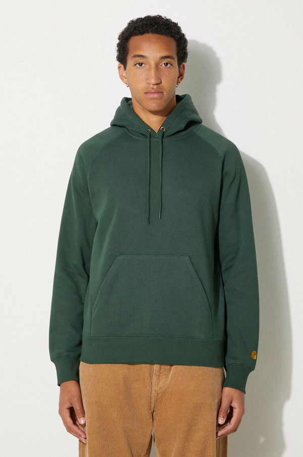 Carhartt WIP Dukserica Carhartt WIP Hooded Chase Sweat za muškarce, boja: zelena, s kapuljačom, bez uzorka, I033661.2CXXX