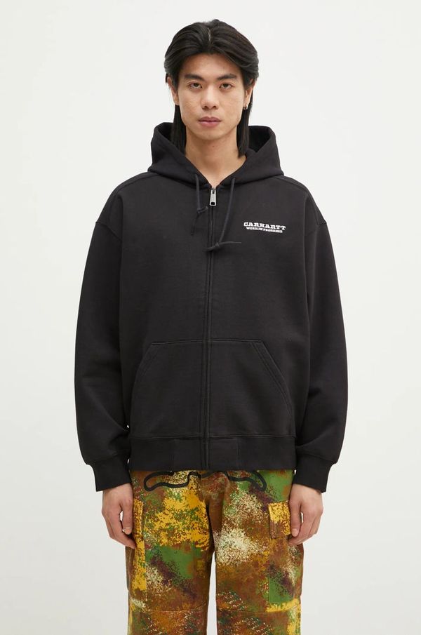 Carhartt WIP Dukserica Carhartt WIP Hooded Runaway Sweat Jacket za muškarce, boja: crna, s kapuljačom, s tiskom, I034414.K0206