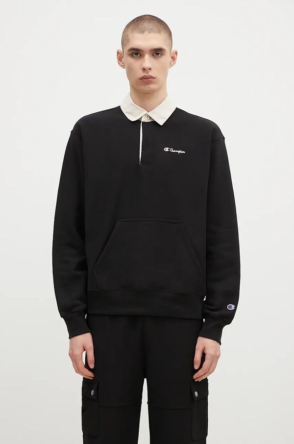 Champion Dukserica Champion Polo Neck Sweatshirt za muškarce, boja: crna, melanž, 220708