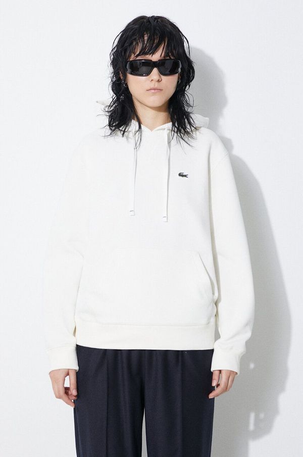 Lacoste Dukserica Lacoste za žene, boja: bijela, s kapuljačom, bez uzorka, SF8346