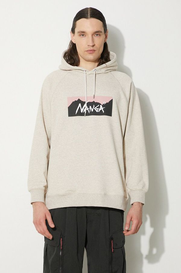 Nanga Dukserica Nanga Eco Hybrid Box Logo Sweat Hoodie za muškarce, boja: bež, s kapuljačom, s tiskom, NW2311.1F202