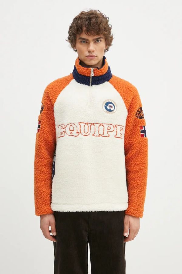 Napapijri Dukserica od flisa Napapijri Equipe Fleece boja: bež, s uzorkom, NP0A4IK6MO91