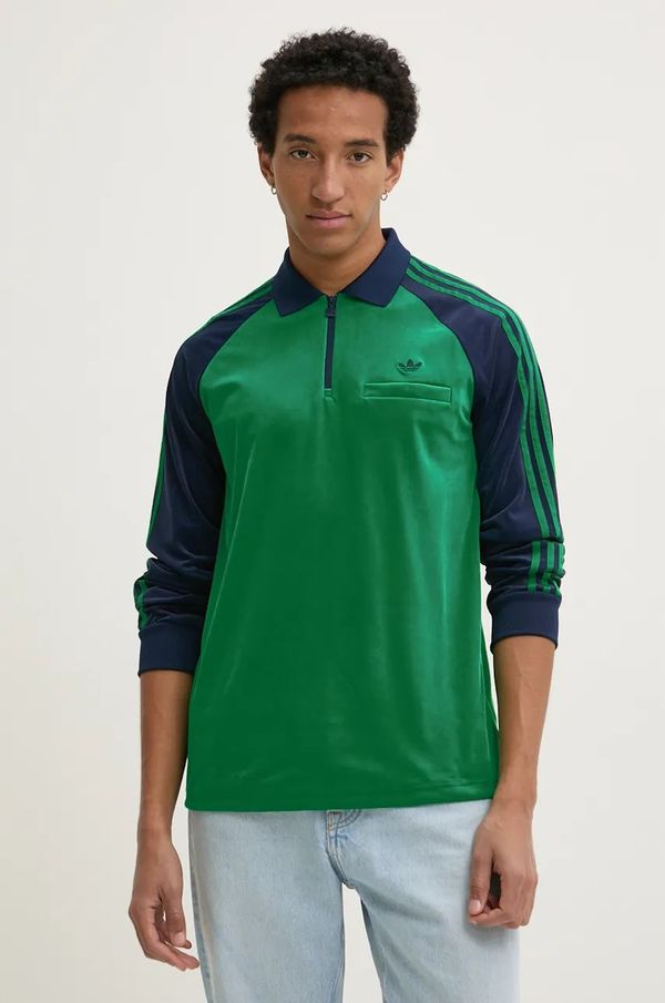 adidas Originals Dukserica od velura adidas Originals Velour Polo boja: zelena, s uzorkom, JN5981