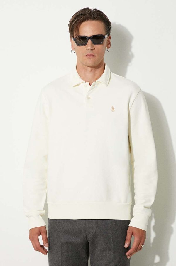 Polo Ralph Lauren Dukserica Polo Ralph Lauren Loopback Terry Longsleeve za muškarce, boja: bež, bez uzorka, 710951755