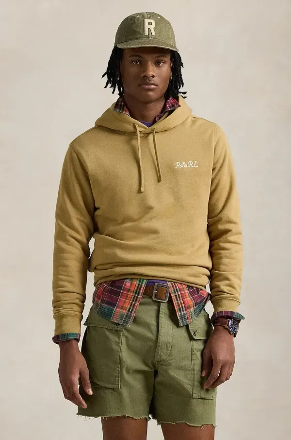 Polo Ralph Lauren Dukserica Polo Ralph Lauren za muškarce, boja: bež, s kapuljačom, s tiskom, 710958449