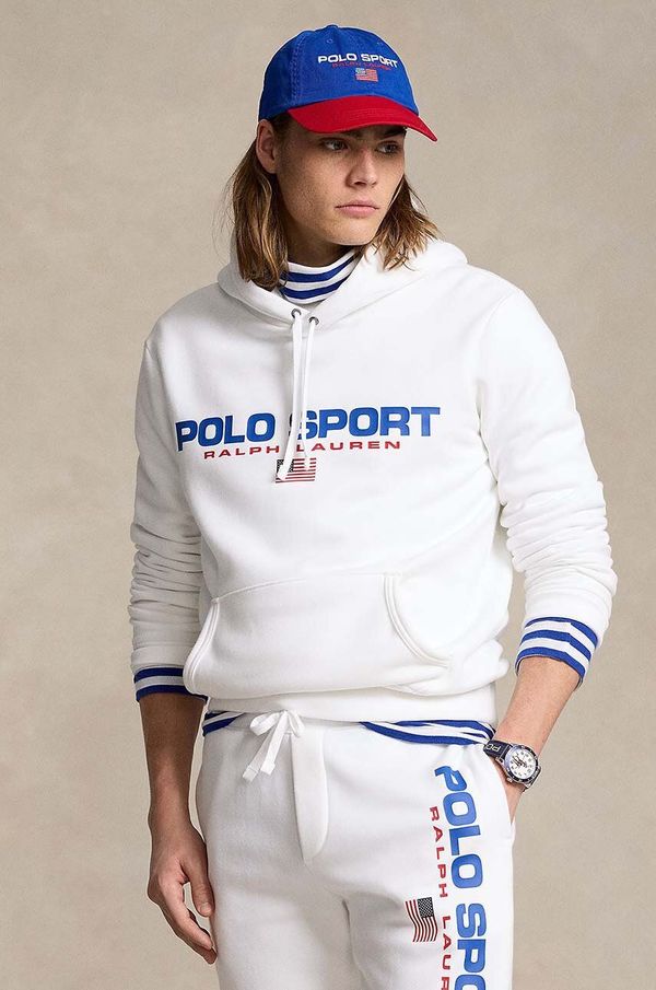 Polo Ralph Lauren Dukserica Polo Ralph Lauren za muškarce, boja: bijela, s kapuljačom, s tiskom, 710938447