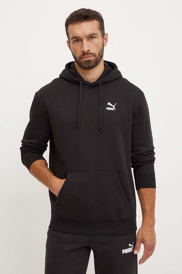 Puma Dukserica Puma Classics za muškarce, boja: crna, s kapuljačom, s tiskom, 535596