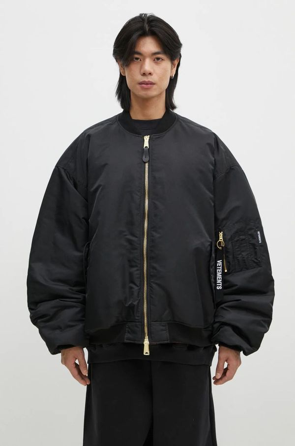 Vetements Dvostrana bomber jakna VETEMENTS Double Zip Bomber za muškarce, boja: crna, za prijelazno razdoblje, oversize, UA66JA310B