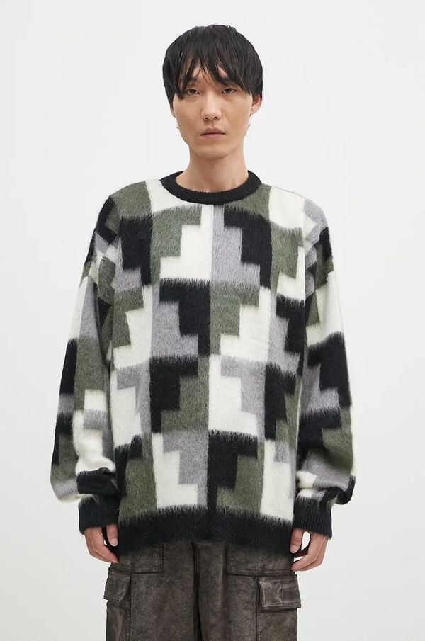 Marcelo Burlon Džemper s dodatkom mohera Marcelo Burlon AOP Damier Cross Knit Crew boja: siva, CMHE036F24KNI001066E