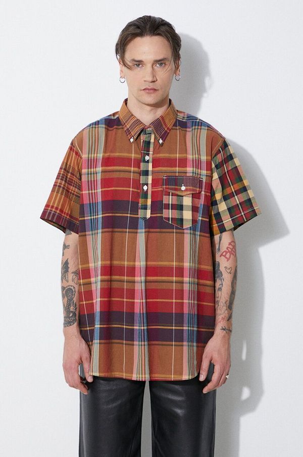 Engineered Garments Pamučna košulja Engineered Garments Popover BD za muškarce, boja: crvena, relaxed, s button-down ovratnikom, OR013.ES060