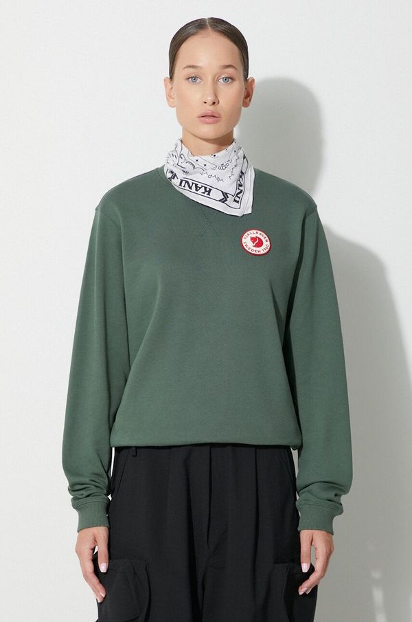 Fjallraven Pamučna dukserica Fjallraven 1960 Logo Badge Sweater za žene, boja: zelena, s aplikacijom