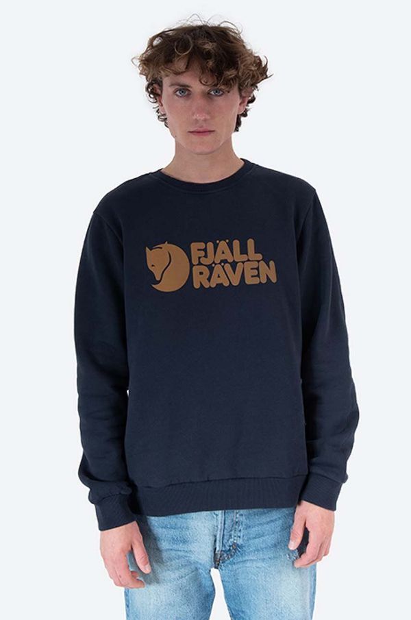 Fjallraven Pamučna dukserica Fjallraven Logo Sweater M F8414220-999 za muškarce, boja: tamno plava, s aplikacijom, F84142-345