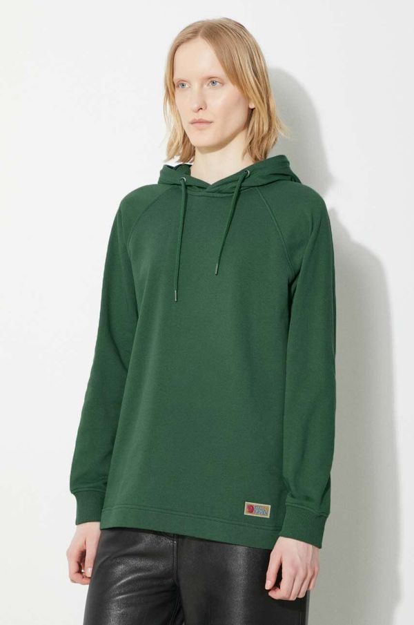 Fjallraven Pamučna dukserica Fjallraven Vardag Hoodie W za žene, boja: zelena, s kapuljačom, bez uzorka, F86987.679
