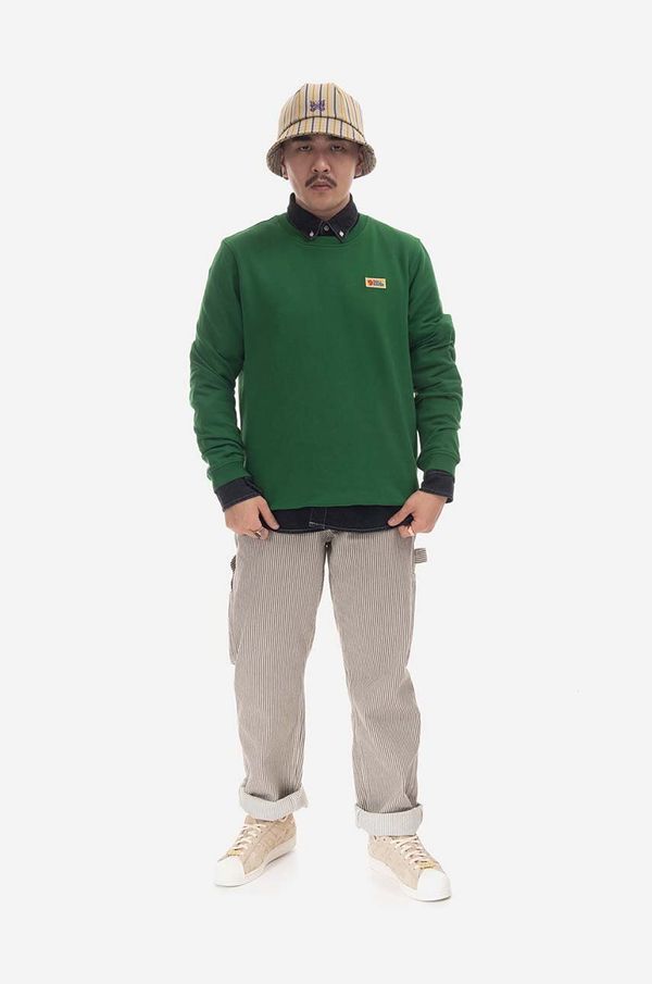 Fjallraven Pamučna dukserica Fjallraven Vardag za muškarce, boja: zelena, s aplikacijom, F87070.678-678