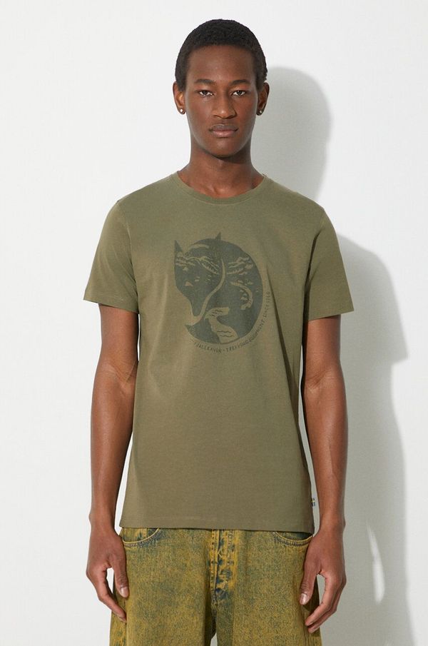 Fjallraven Pamučna majica Fjallraven Arctic Fox T-shirt M za muškarce, boja: zelena, s tiskom, F87220.625