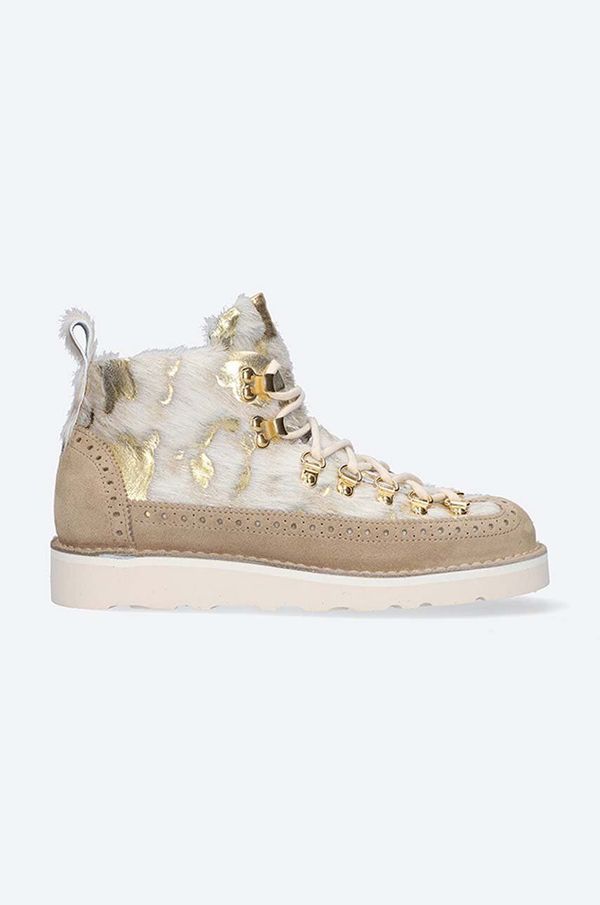 Fracap Kožne gležnjače Fracap MAGNIFICO M130 WHITE/GOLD za žene, boja: bijela, ravni potplat, MAGNIFICO.M130-WHITE/GOLD
