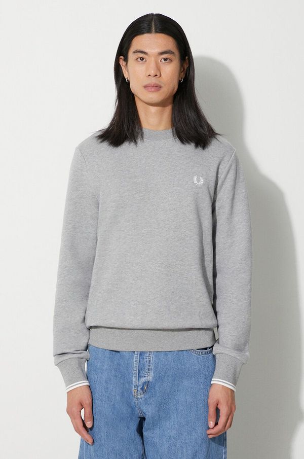 Fred Perry Dukserica Fred Perry za muškarce, boja: siva, s aplikacijom, M7535.420