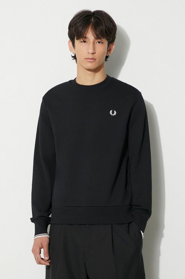 Fred Perry Pamučna dukserica Fred Perry za muškarce, boja: crna, bez uzorka, M7535.184