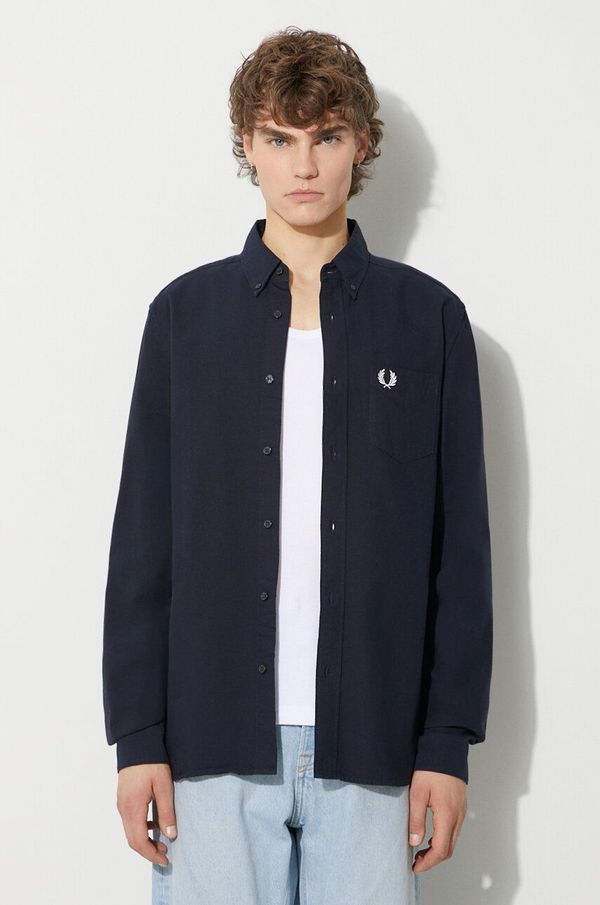 Fred Perry Pamučna košulja Fred Perry za muškarce, boja: tamno plava, regular, s button-down ovratnikom, M5516.608