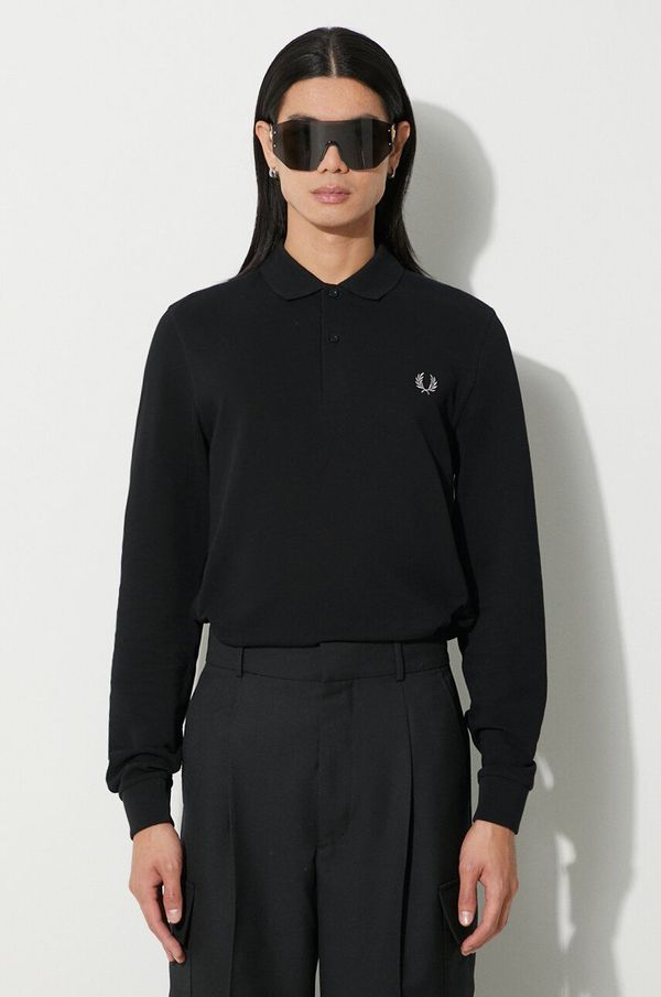 Fred Perry Pamučna majica dugih rukava Fred Perry boja: crna, s aplikacijom, M6006.906