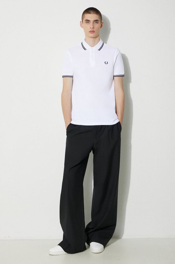 Fred Perry Pamučna polo majica Fred Perry Twin Tipped Shirt boja: bijela, s aplikacijom, M3600.200