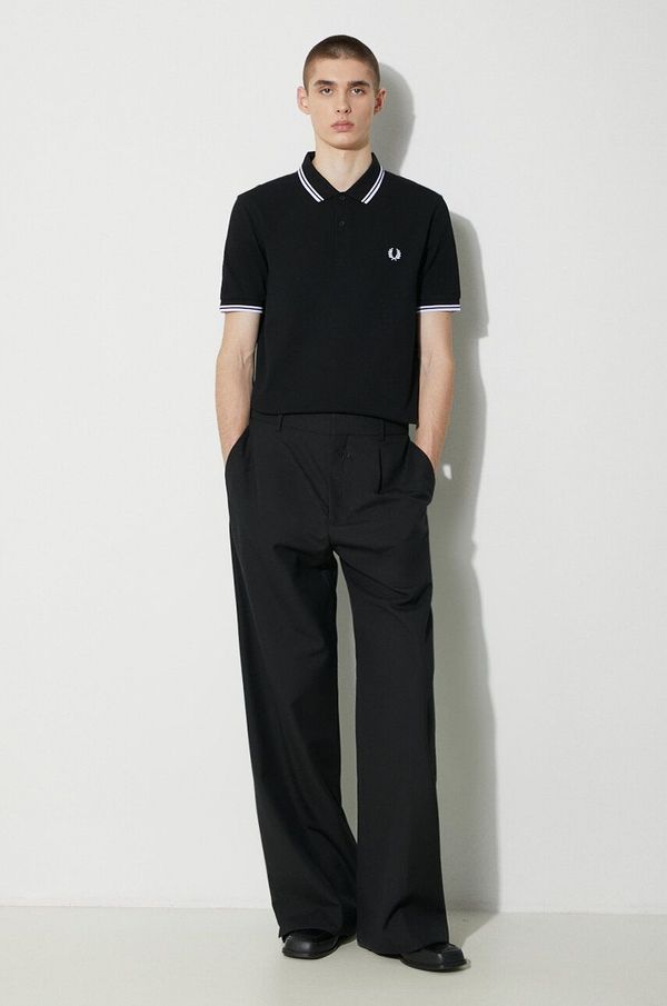 Fred Perry Pamučna polo majica Fred Perry Twin Tipped Shirt boja: crna, s aplikacijom, M3600.350